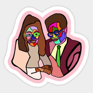 Cute Couple Abstract Painting Sticker